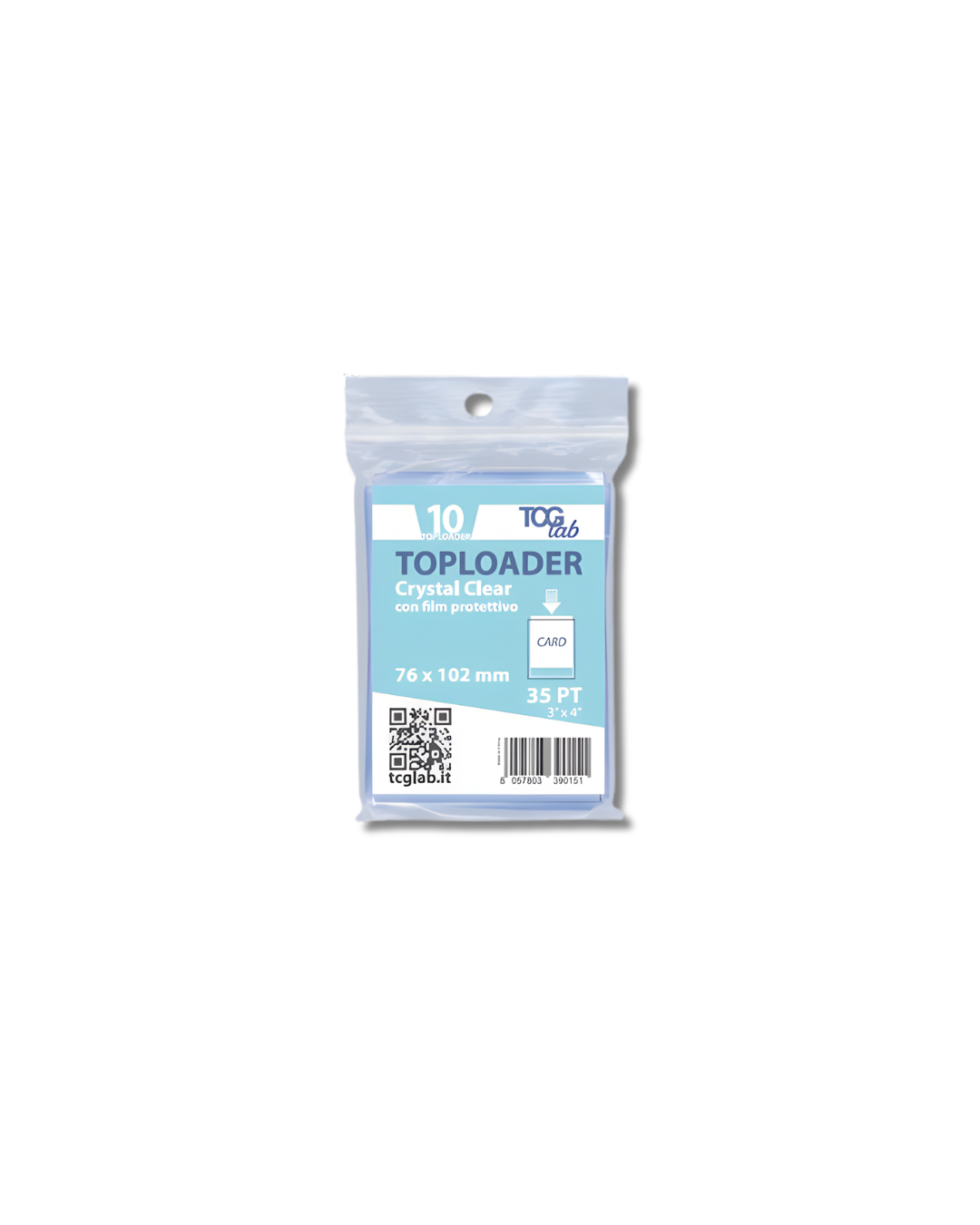 TCGLab - 10 Toploader - Crystal Clear con Film Protettivo