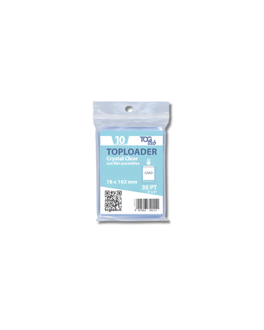 TCGLab - 10 Toploader - Crystal Clear con Film Protettivo